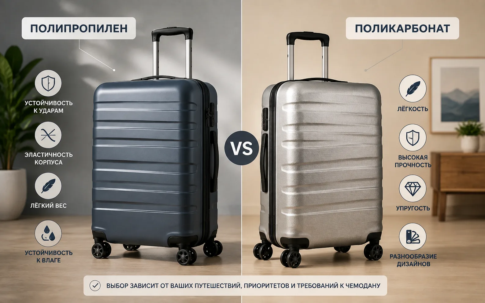 Полипропилен или поликарбонат: какой материал чемодана лучше? — Полипропилен и поликарбонат — два популярных материала для современных чемоданов. Разбираемся, чем они отличаются, какой материал легче и прочнее и что лучше выбрать для регулярных путешестви